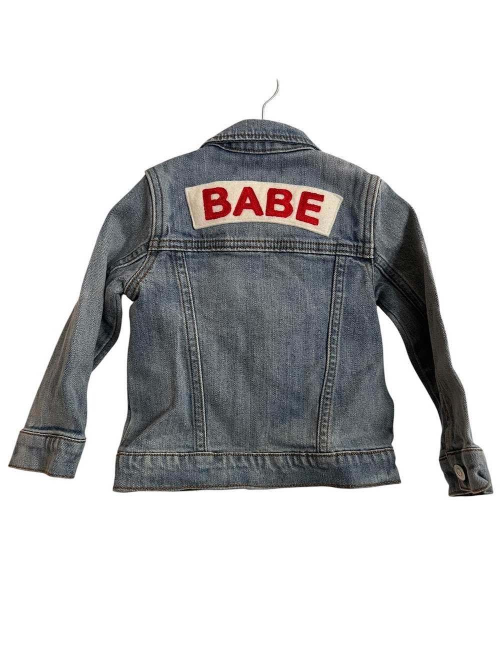 Ingrid & Isabel Light Blue Denim Jacket with Red 'BABE' Patch